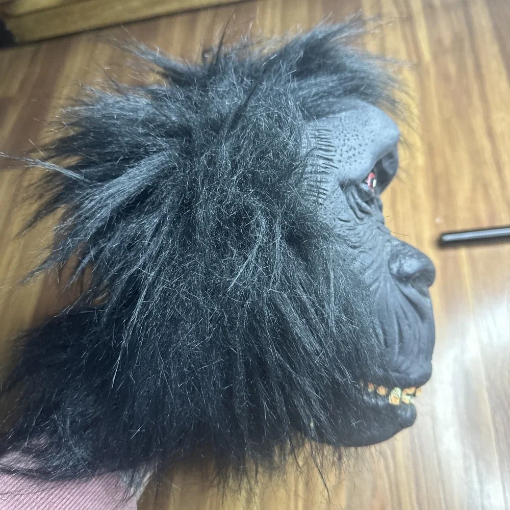 Gorilla Halloween Adult Mask Ape Monkey Mask Rubber Kong Teeth Fangs Costume